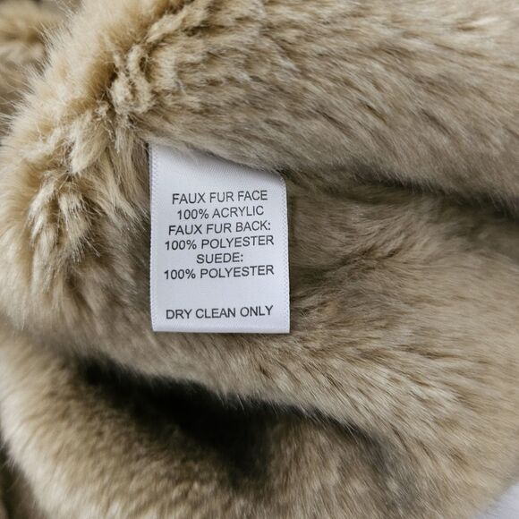 Alberto Makali Vest Jacket Womens XL Brown Faux Fur Suede Cinch Waist Snap Front - Picture 6 of 8